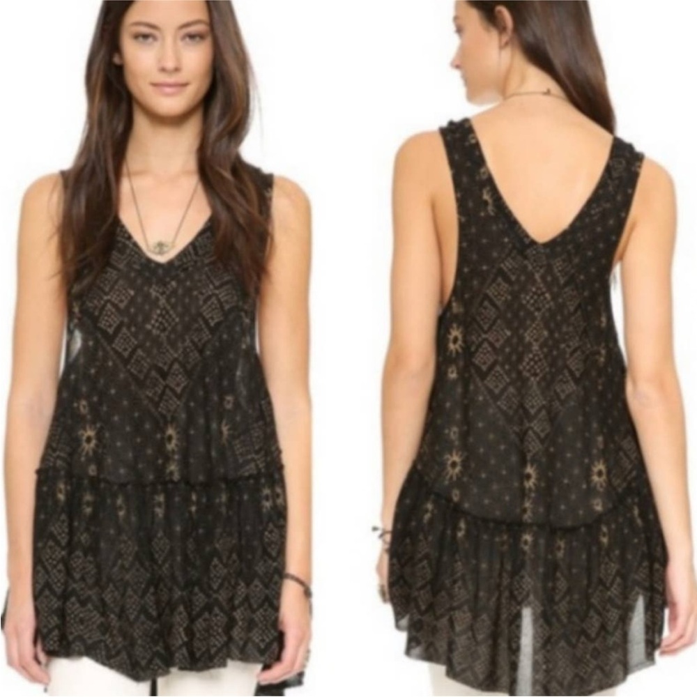 Free People Say It With a Layer Black Celestial Tunic Top